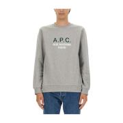 Logo Sweatshirt Regular Fit 100% Katoen A.p.c. , Gray , Heren