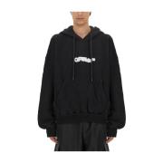 Logo Oversized Katoenen Sweatshirt Off White , Black , Heren