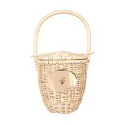 Ambachtelijke Wicker Bucket Tas Patou , Beige , Dames