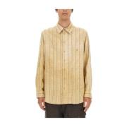 Oversized Katoenen Shirt Gemaakt in Italië UMA Wang , Beige , Heren