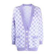 Geborduurde Cardigan met Ruitpatroon Alessandra Rich , Purple , Dames