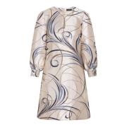 Elegante Beige Blauwe Jurk met Pofmouwen Bruuns Bazaar , Multicolor , ...