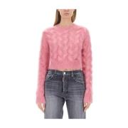 Mohair Cropped Shirt Gemaakt in Italië Dsquared2 , Pink , Dames