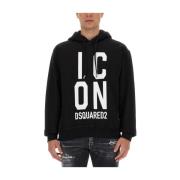 Logo Sweatshirt Regular Fit 100% Katoen Dsquared2 , Black , Heren