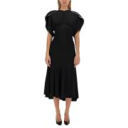 Elegante Midi Jurk Gemaakt in Portugal Victoria Beckham , Black , Dame...