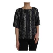 Middeleeuwse Sleutel Print Zijden Blouse Dolce & Gabbana , Black , Dam...