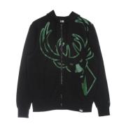 Milwaukee Bucks Lichtgewicht Zip Hoodie New Era , Black , Heren