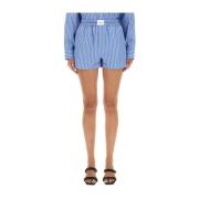 Logo Elastische Taille Shorts Alexander Wang , Blue , Dames