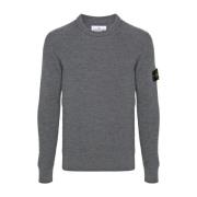 Grijze Sweater met Engelse Rib Kraag Stone Island , Gray , Heren