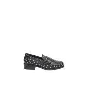 Zwarte leren loafers met zilveren studs Fabienne Chapot , Black , Dame...