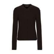 Bruine Sweaters met V-hals Dolce & Gabbana , Brown , Heren