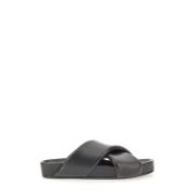 Gevoerde Leren Pantoffels Jil Sander , Black , Heren