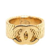 Pre-owned Metal rings Chanel Vintage , Yellow , Dames