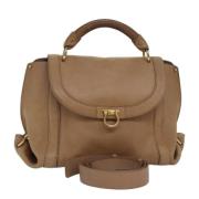 Pre-owned Leather handbags Salvatore Ferragamo Pre-owned , Beige , Dam...