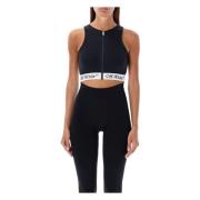 Zwarte Logo Band Crop Top Aw24 Off White , Black , Dames