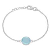 Chalcedon Zilveren Armband met Aqua Steen Frk. Lisberg , Gray , Dames