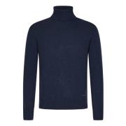 Blauwe Wol Kasjmier Coltrui Sweater Dsquared2 , Blue , Heren