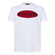 Wit T-shirt met Logo en Tekst Dsquared2 , White , Heren