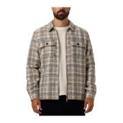 Beige Check Twill Overshirt Anerkjendt , Beige , Heren