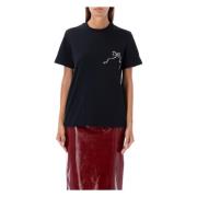 Kristallen Lint Zwart T-shirt Msgm , Black , Dames