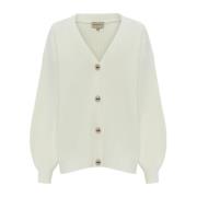 V-hals Vest - Ivoor Cesare Gaspari , White , Dames