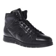 Trainers in black leather Baldinini , Black , Heren