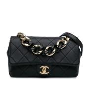 Pre-owned Leather chanel-bags Chanel Vintage , Black , Dames