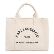 Gestreepte Tote tas met verstelbare band Karl Lagerfeld , White , Dame...