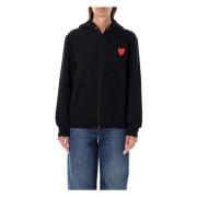 Zwart Gebreide Hoodie Dubbel Hart Comme des Garçons , Black , Dames