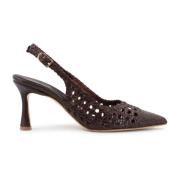 Gevlochten leren slingback schoenen L'arianna , Brown , Dames