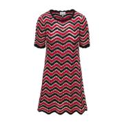 Zig-Zag Patroon Mini Jurk Rood Ganni , Multicolor , Dames