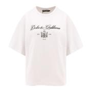 Wit Logo Print T-Shirt Dolce & Gabbana , Beige , Dames