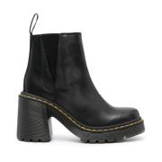 Zwarte Leren Laarzen met Elastische Inzetstukken Dr. Martens , Black ,...