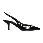 Zwarte Pearl Heel Slingback Schoenen Dolce & Gabbana , Black , Dames