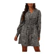 Crème Korte Jurk met Coole Print Moss Copenhagen , Black , Dames