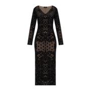 Jurk met patroon en fluwelen afwerking Etro , Black , Dames