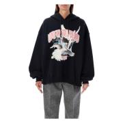 Zwart Gebreide Kleding Bedrukte Hoodie Aw24 Msgm , Black , Dames