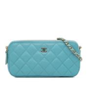 Pre-owned Leather crossbody-bags Chanel Vintage , Blue , Dames