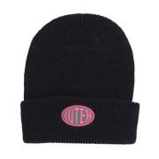 Zwarte Beanie Muts met Geborduurd Logo Iuter , Black , Heren