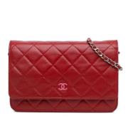 Pre-owned Leather crossbody-bags Chanel Vintage , Red , Dames