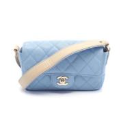 Pre-owned Leather chanel-bags Chanel Vintage , Blue , Dames