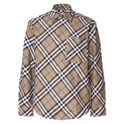 Vintage Check Wollen Jas met Zijzak Burberry , Beige , Heren