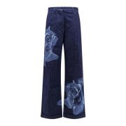 Hoge Taille Blauwe Jeans Wijde Pijpen Kenzo , Blue , Dames