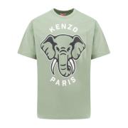 Groene Crew-neck T-shirt met Logo Kenzo , Green , Heren