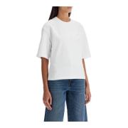 T-shirt met rafelborduursel Ganni , White , Dames