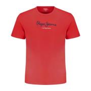 Rode korte mouwen katoenen T-shirt Pepe Jeans , Red , Heren