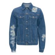 Lichtblauwe Versleten Denim Jas voor Heren JW Anderson , Blue , Heren