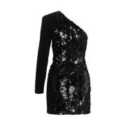 Paillet Een-Schouder Jurk Pinko , Black , Dames