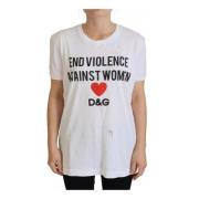 Luxe Wit Katoenen T-Shirt Dolce & Gabbana , White , Dames