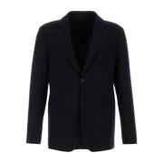 Navy blue stretch wollen blazer Giorgio Armani , Blue , Heren